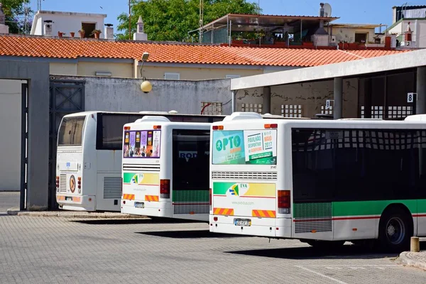 Tavira Portugal June 2017 Rear End Three Buses Parked Bus — Stock Photo, Image