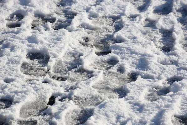 Huellas Nieve Poco Profunda Inglaterra Reino Unido Europa Occidental — Foto de Stock