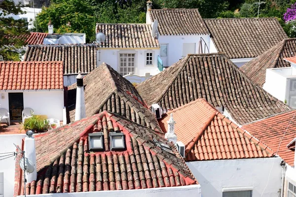 Vista Elevata Dei Tetti Tradizionali Portoghesi Tavira Algarve Portogallo Europa — Foto Stock