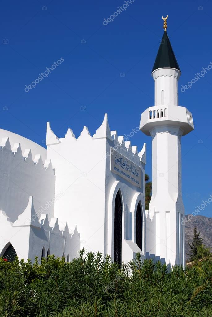 View of the King Abdul Aziz Al Saud Mosque, Marbella, Spain.