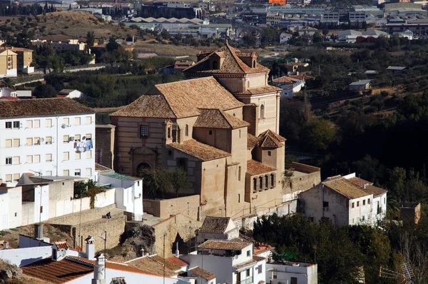 Widok na kościół Carmen i dachy miasta, Antequera, Hiszpania. — Zdjęcie stockowe