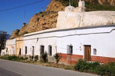 Troglodit Mahallesi, Guadix, İspanya 'daki mağara evleri..
