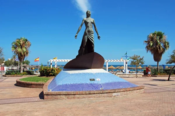 Fuengirola Espagne Juillet 2008 Vue Statue Méditerranée Long Promenade Avec — Photo