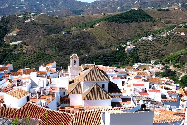 Vista Elevada Del Pueblo Encalado Pueblo Blanco Frigiliana Costa Del —  Fotos de Stock