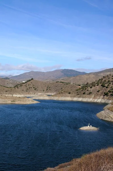 Dağlara Doğru Concepcion Rezervuar Genelinde Görünümü Embalse Del Limonero Malaga — Stok fotoğraf