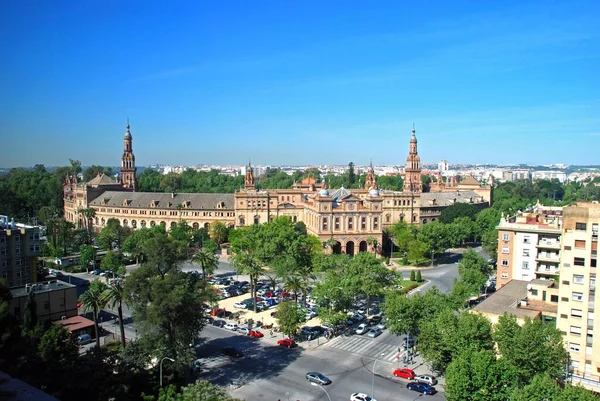 Seville Spanien April 2009 Förhöjd Utsikt Över Plaza Espana Byggnaden — Stockfoto