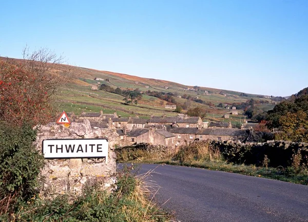 Vista Sul Villaggio Sulla Campagna Circostante Thwaite Yorkshire Dales North — Foto Stock