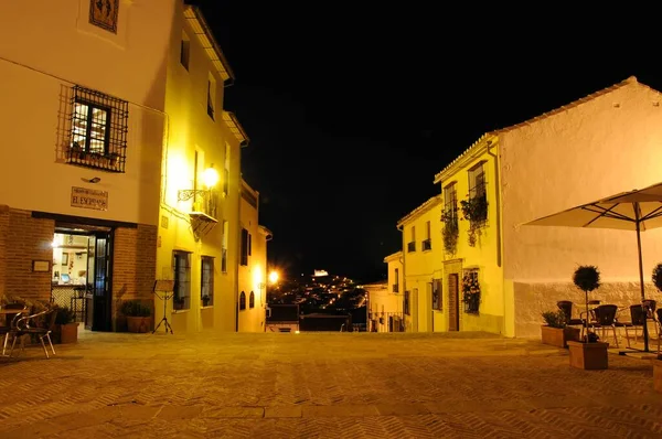 Antequera España Noviembre 2009 Restaurantes Edificios Plaza Santa María Noche — Foto de Stock