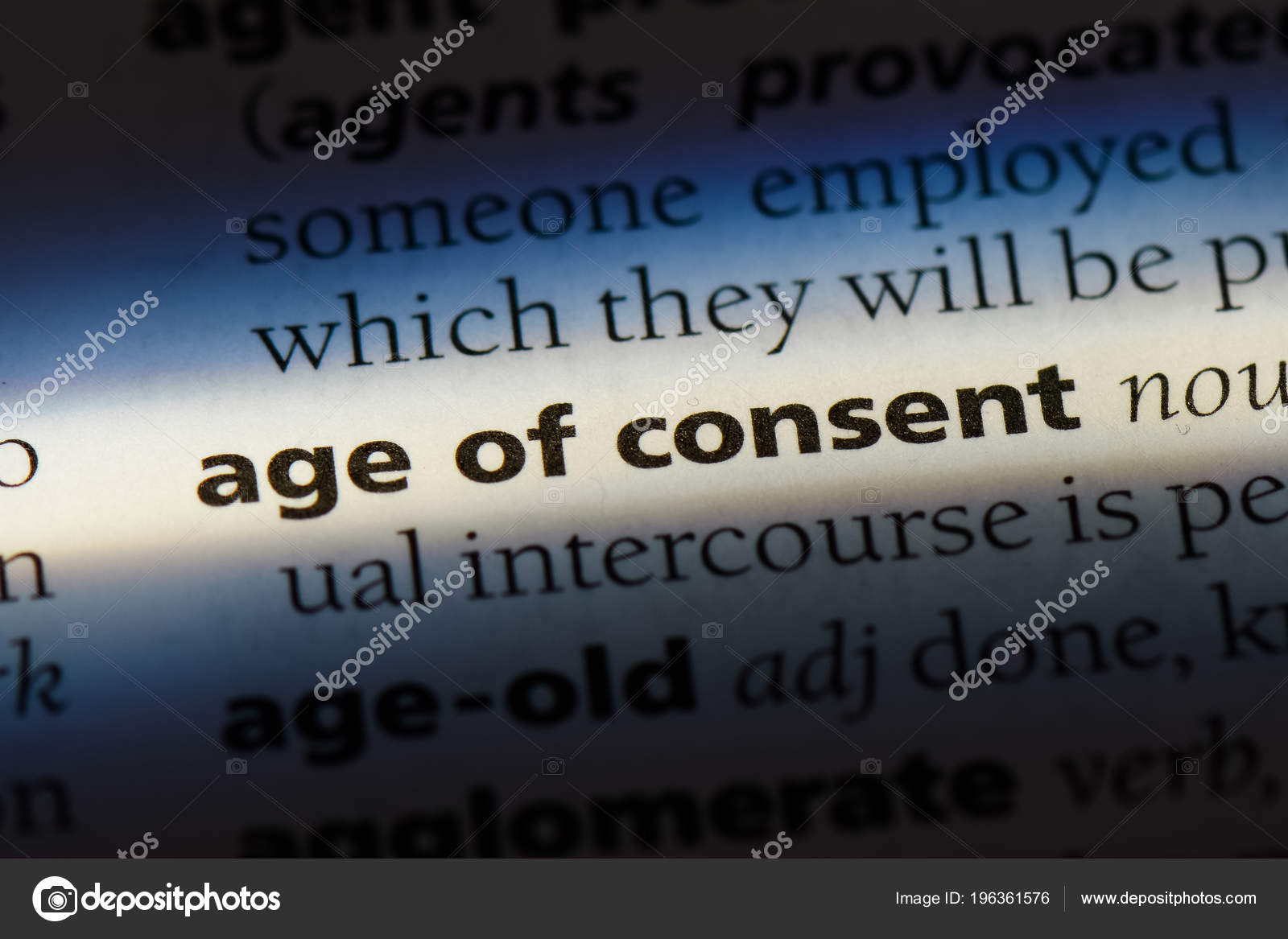 Age Consent Word Dictionary Age Consent Concept Stock Photo by