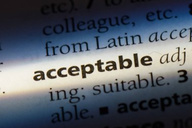 kabul edilebilir tek kelimeyle bir sözlük. kabul edilebilir kavramı.