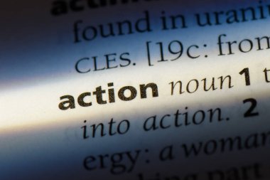 bir Sözlüğü'ndeki eylem sözcüğü. eylem kavramı.