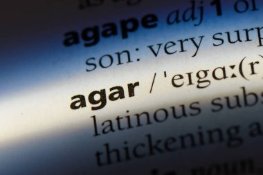 bir sözlüğü'ndeki agar sözcüğü. agar kavramı.