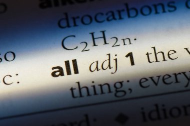 bir sözlüğü'ndeki tüm sözcüğü. Bütün kavramı.