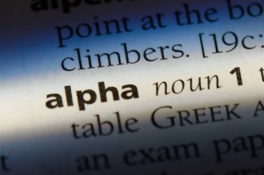bir sözlük Alfa Word'de. Alfa kavramı.