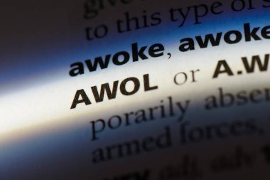 bir sözlüğü'ndeki AWOL sözcüğü. AWOL kavramı.