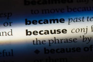 Çünkü bir sözlüğü'ndeki sözcüğü. Çünkü kavramı.