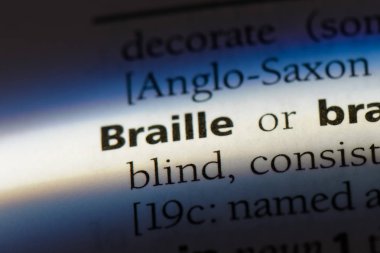 Braille Word'de bir sözlük. Braille kavramı.