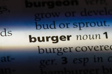 Burger Word'de bir sözlük. Burger kavramı.