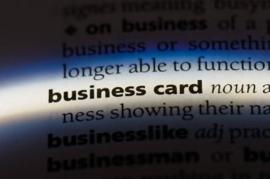 Kartvizit Word'de bir sözlük. iş kart kavramı.