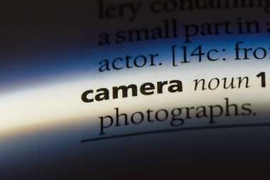 Kamera Word'de bir sözlük. Kamera konsepti.