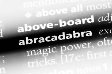 Abrakadabra Word'de bir sözlük. Abrakadabra kavramı.