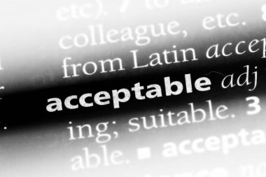 kabul edilebilir tek kelimeyle bir sözlük. kabul edilebilir kavramı.