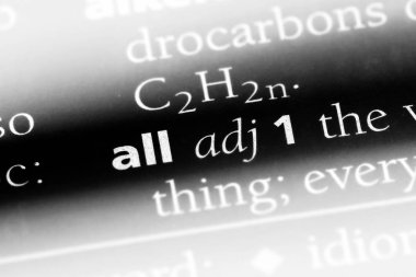 bir sözlüğü'ndeki tüm sözcüğü. Bütün kavramı.