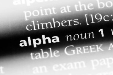 bir sözlük Alfa Word'de. Alfa kavramı.