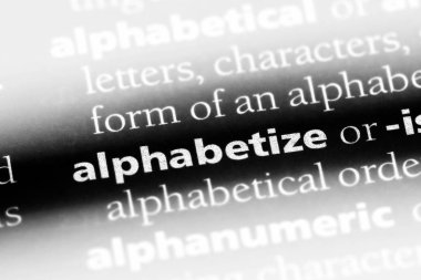 bir sözlüğü'ndeki sözcüğü alfabetik sıralama. kavram alfabetik sıralama.