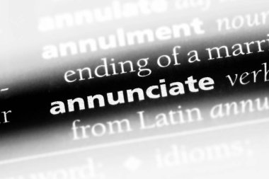 bir sözlüğü'ndeki sözcüğü annunciate. kavram annunciate.