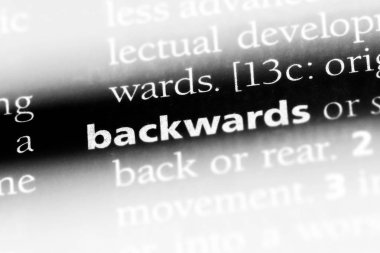 geriye doğru bir sözlükte kelime. geriye doğru kavramı.