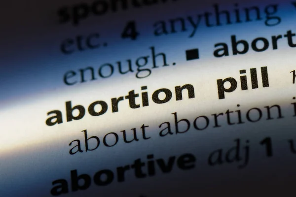 Слово Таблетки Абортов Словаре Концепция Таблетки Абортов — стоковое фото