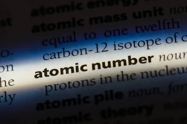 Parola Numero Atomico Dizionario Concetto Numero Atomico — Foto Stock