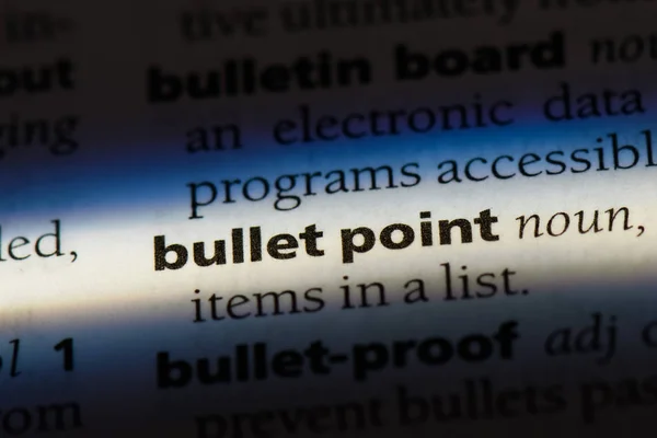 bullet point word in a dictionary. bullet point concept.