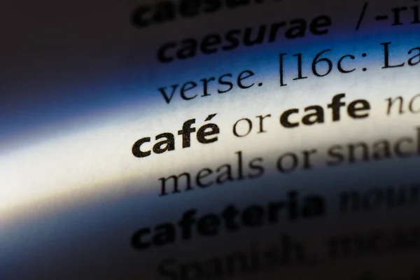 Кафе Слово Словаре Концепция Кафе — стоковое фото