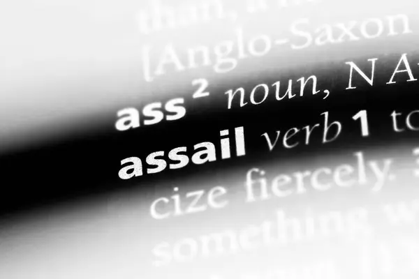 Assail Word Dictionary Assail Concept — Stock Photo, Image