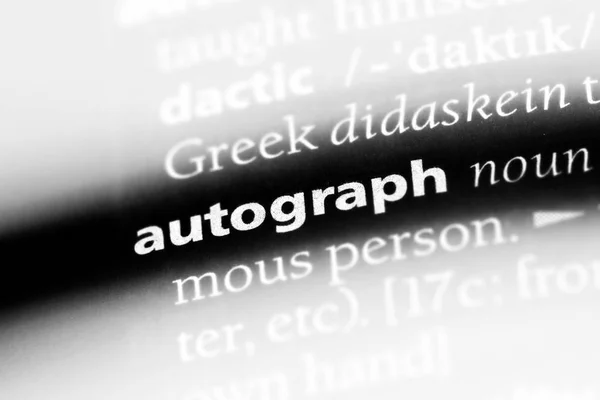 Parola Autografa Dizionario Concetto Autografo — Foto Stock