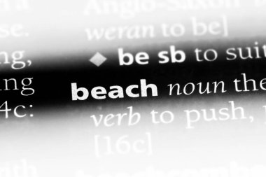 Plaj Word'de bir sözlük. Plaj kavramı.