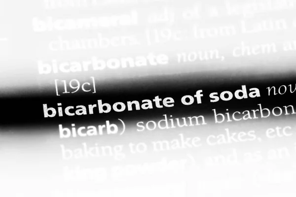 bicarbonate of soda word in a dictionary. bicarbonate of soda concept.