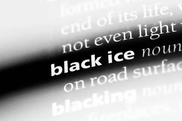 Black Ice Woord Een Woordenboek Black Ice Concept — Stockfoto