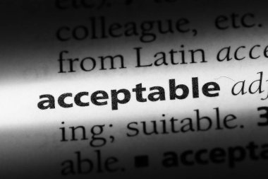 kabul edilebilir tek kelimeyle bir sözlük. kabul edilebilir kavramı.