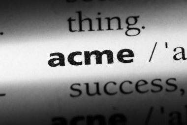 Acme Word'de bir sözlük. Acme kavramı.