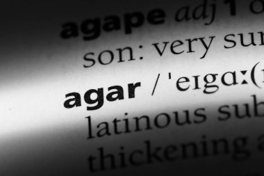 bir sözlüğü'ndeki agar sözcüğü. agar kavramı.