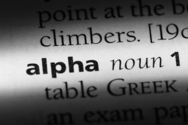 bir sözlük Alfa Word'de. Alfa kavramı.