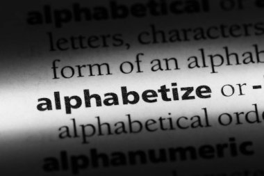 bir sözlüğü'ndeki sözcüğü alfabetik sıralama. kavram alfabetik sıralama.