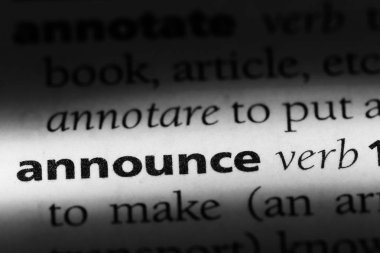 bir sözlüğü'ndeki sözcüğü duyurdu. kavram duyurdu.