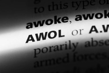 bir sözlüğü'ndeki AWOL sözcüğü. AWOL kavramı.