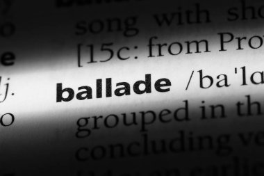 Ballade Word'de bir sözlük. Ballade kavramı.