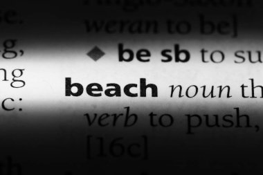 Plaj Word'de bir sözlük. Plaj kavramı.