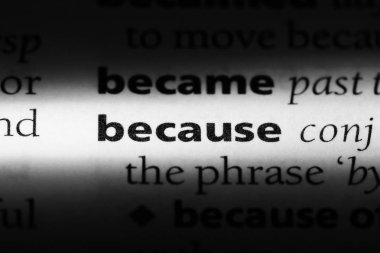 Çünkü bir sözlüğü'ndeki sözcüğü. Çünkü kavramı.